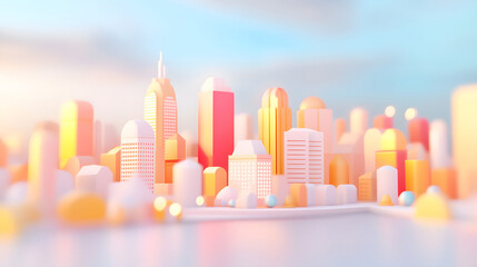 Digital urban transportation, three-dimensional geometric urban architecture concept illustration