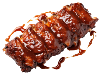 PNG Slow cooked racks of pork ribs with a sticky BBQ sauce covering bbq grilling ketchup.