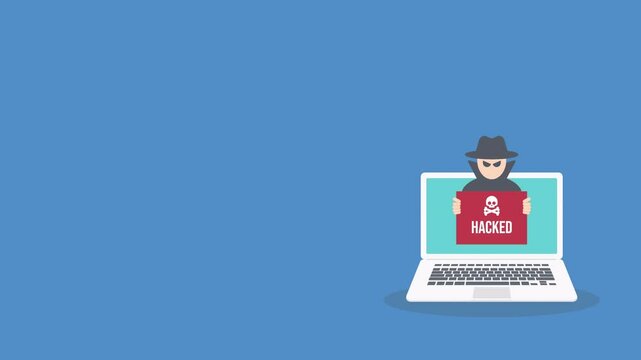 Hacker with hacked note, stealing confidential data, personal information and credit card detail. Hacking concept