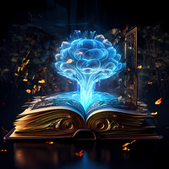 Obraz premium Enchanted book with glowing pages
