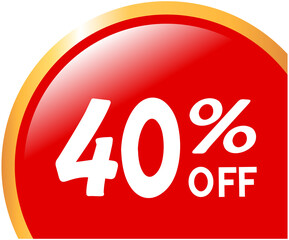 Discount label 40 percent off
