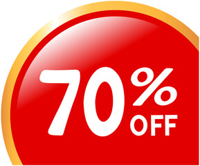 Discount label 70 percent off
