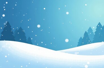 Snowy winter landscape with evergreen trees celebrating New Year and Christmas