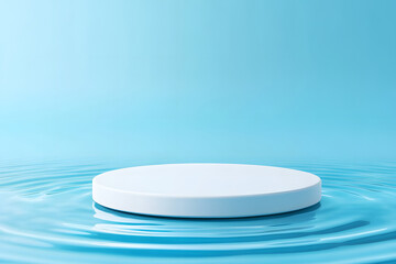 Creative display stand and water background 3D rendering, e-commerce cosmetics product advertising background image