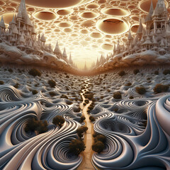 Obraz premium Living fractal patterns in a surreal landscape. 