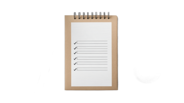 Checklist notebook ready for planning tasks today