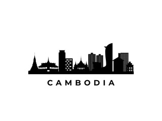 Naklejka premium Vector Cambodia skyline. Travel Cambodia famous landmarks. Business and tourism concept for presentation, banner, web site.