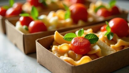 Assorted appetizers in elegant boxes, perfect for holidays , spread, fresh, spring