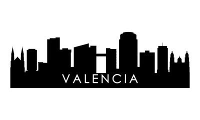 Fototapeta premium Valencia, Venezuela skyline silhouette. Black Valencia city design isolated on white background. 
