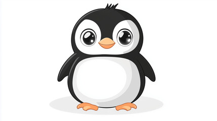 Obraz premium Cute cartoon Penguin, wild animal baby penguin, wild nature little penguin.