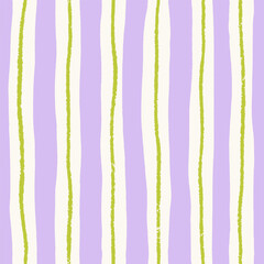 Seamless striped pattern. Hand-drawn wavy irregular lines, endless background design in modern style. Repeating print, trendy texture for textile, cloth, wallpaper, wrapping. Flat vector illustration