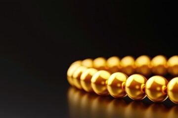 Seamless glowing golden prayer beads in minimalist sacred alignment, divine pattern, refined high-end meditation elegance