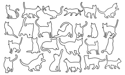 Cat Outline Illustration Set 