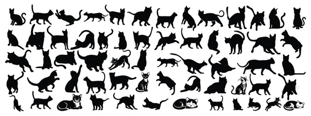 Obraz premium Cat collection vector silhouette set design 
