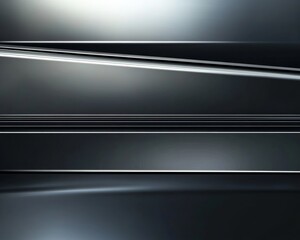 A sleek metal gradient background. Featuring chrome silvers, deep blacks, and reflective grays. Showcasing a modern and industrial feel. Ideal for technology and automotive branding