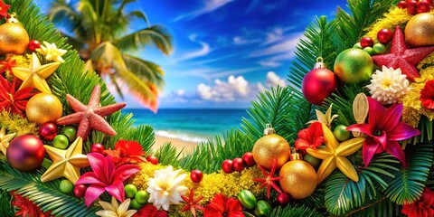 Merry Christmas Hawaiian Holiday Scene