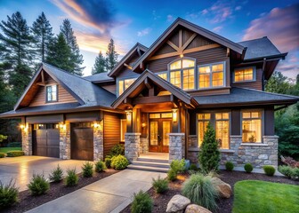 Naklejka premium Modern Craftsman Home Exterior Design Ideas