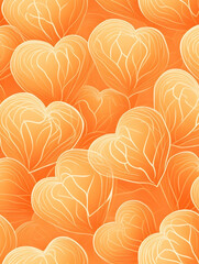 Orange heart pattern, gradient, intricate line art