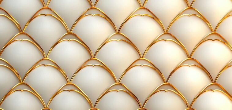 Seamless Gatsby-inspired geometric lattice in radiant gold on soft ivory, Art Deco luxury pattern, sophisticated high-end refinement