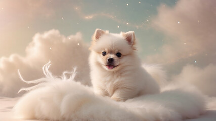 Fluffy Pomeranian On Cloud