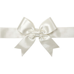 Elegant pearl white satin ribbon isolated on white glowing with a creamy sheen and delicate texture
