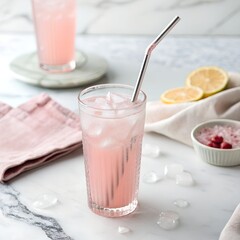 Sweet and Creamy Lychee Lemonade with Rose and Citrus – A Unique and Aromatic Summer Drink, Perfect for Exotic Refreshment, Floral Notes, and a Delicate Tropical Flavor Experience