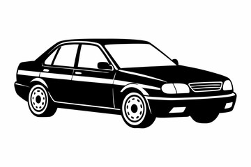 car line art silhouette vector illustration