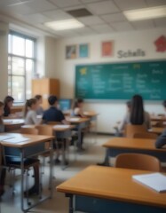 Fototapeta premium Blurry school class room
