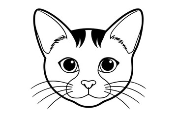 cat head line art silhouette vector illustration