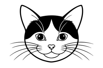 Obraz premium cat head line art silhouette vector illustration
