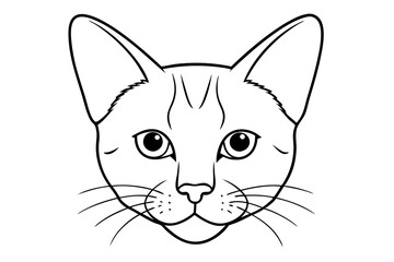 cat head line art silhouette vector illustration