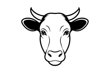 cow head line art silhouette vector illustration