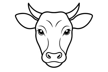 cow head line art silhouette vector illustration