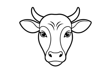 cow head line art silhouette vector illustration