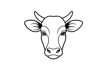 cow head line art silhouette vector illustration