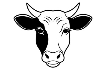 cow head line art silhouette vector illustration