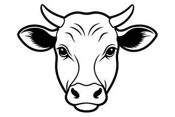 cow head line art silhouette vector illustration