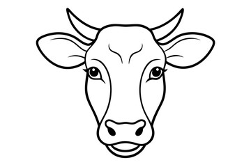 cow head line art silhouette vector illustration