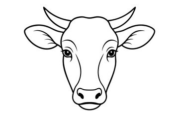 cow head line art silhouette vector illustration