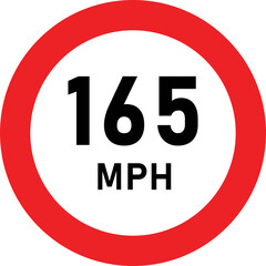 165 MPH Speed Limit Traffic Sign