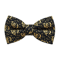Luxurious black and gold brocade bow tie with intricate detailing perfect for adding a touch of elegance to any outfit