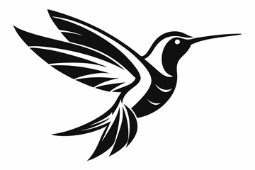 hummingbird line art silhouette vector illustration