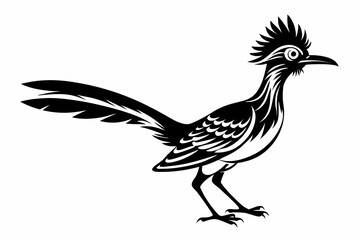 roadrunner line art silhouette vector illustration