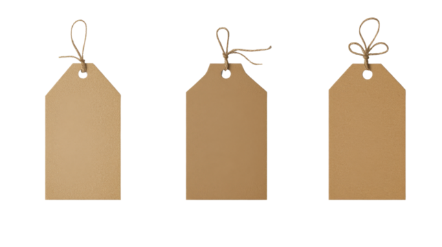 blank paper tag with twine isolated on white background - Powered by Adobe