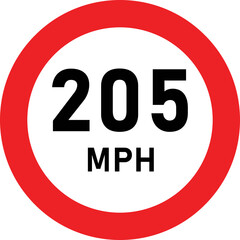 205 MPH Speed Limit Traffic Sign