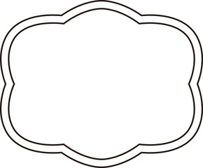 Vintage classic blank label outline flat vector.
Vintage label black shape template linear. 
Frame for cutting.
Transparent background.