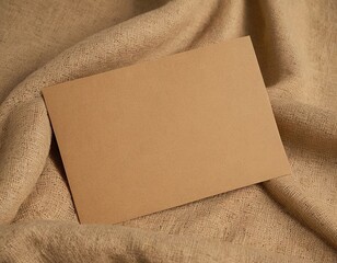A simple blank brown envelope placed on a textured beige fabric backdrop.