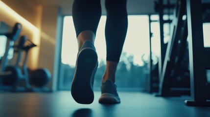 A smart fitness tracker, gym with user wearing a wristband to monitor real-time workout data, Health-tech style