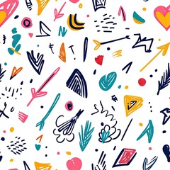 Whimsical Scribble Arrows Seamless Pattern Playful Design for Kids
