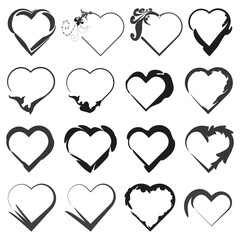 Heart silhouette shape. Vector love design. Decorative edge texture. Artistic romantic form.